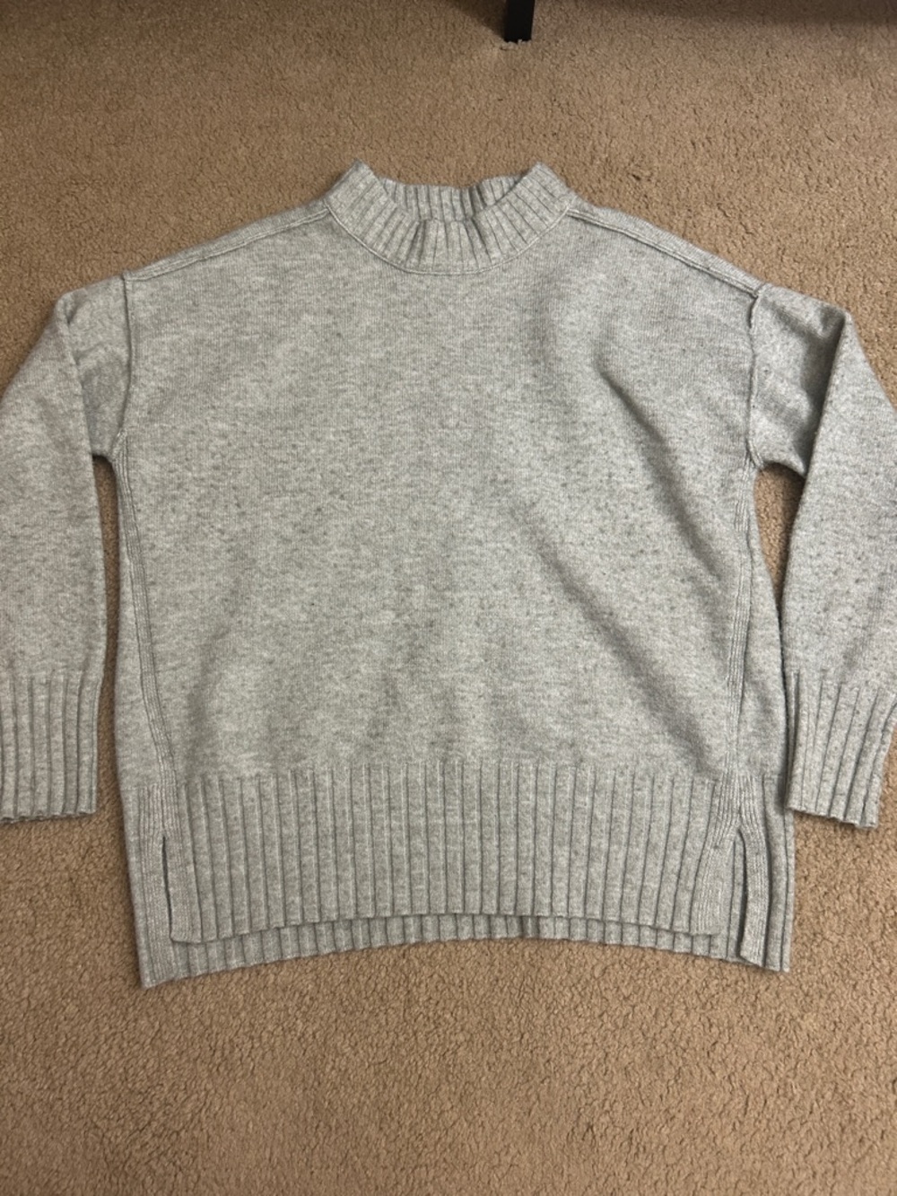 Jessica Simpson Heather Green Mock Neck Ribbed-Hem Sweater